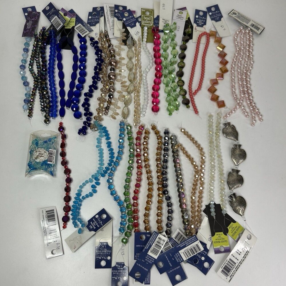 Glass Beads Multicolor Lot Pearl Strand Crystalline Fish Faceted Spacer Jewelry